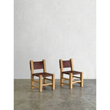 Pair of Chunky Primitive Pine and Leather Chairs