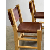 Pair of Chunky Primitive Pine and Leather Chairs