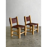 Pair of Chunky Primitive Pine and Leather Chairs